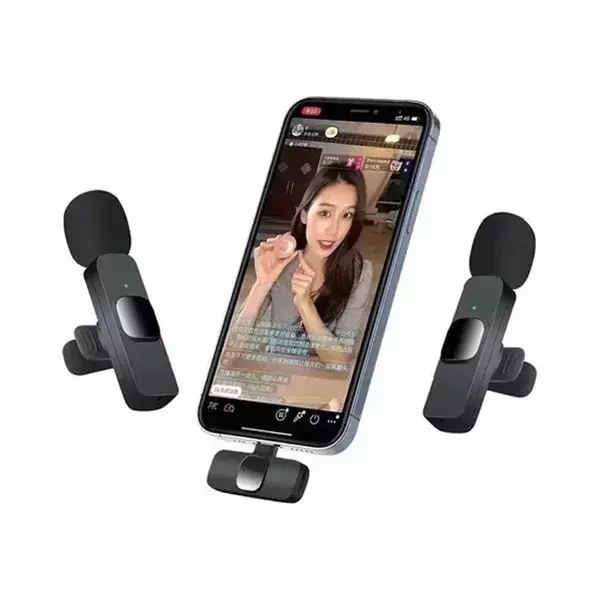 Micrófonos Inalámbricos de Solapa Recargables con Receptor Tipo C y Adaptador para iPhone